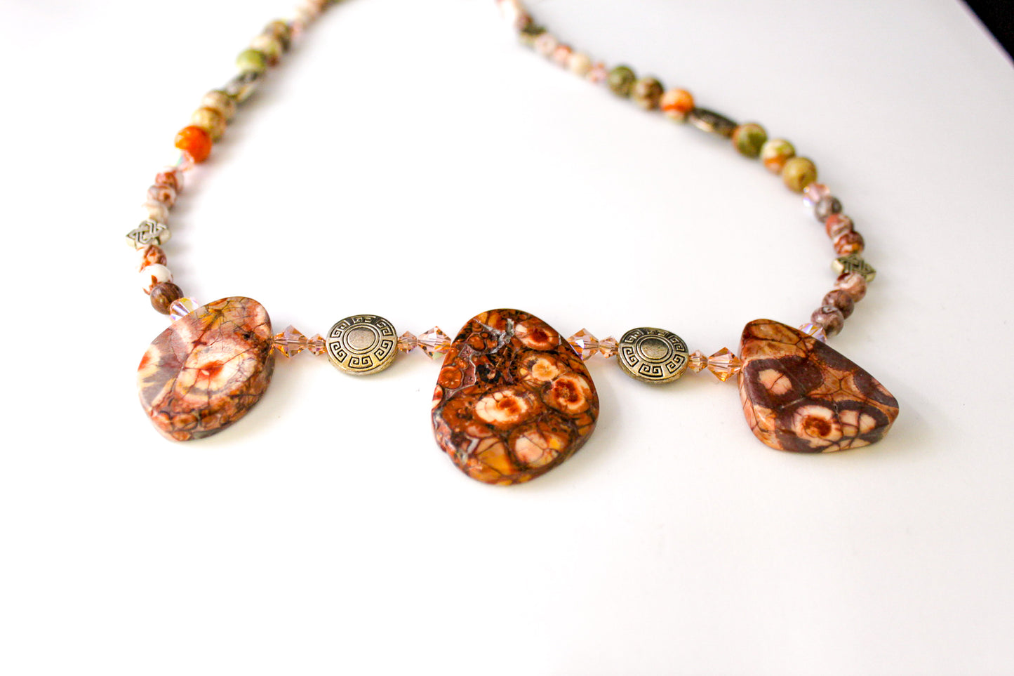 Fossilized Agate Ocean/Picture Jasper Necklace