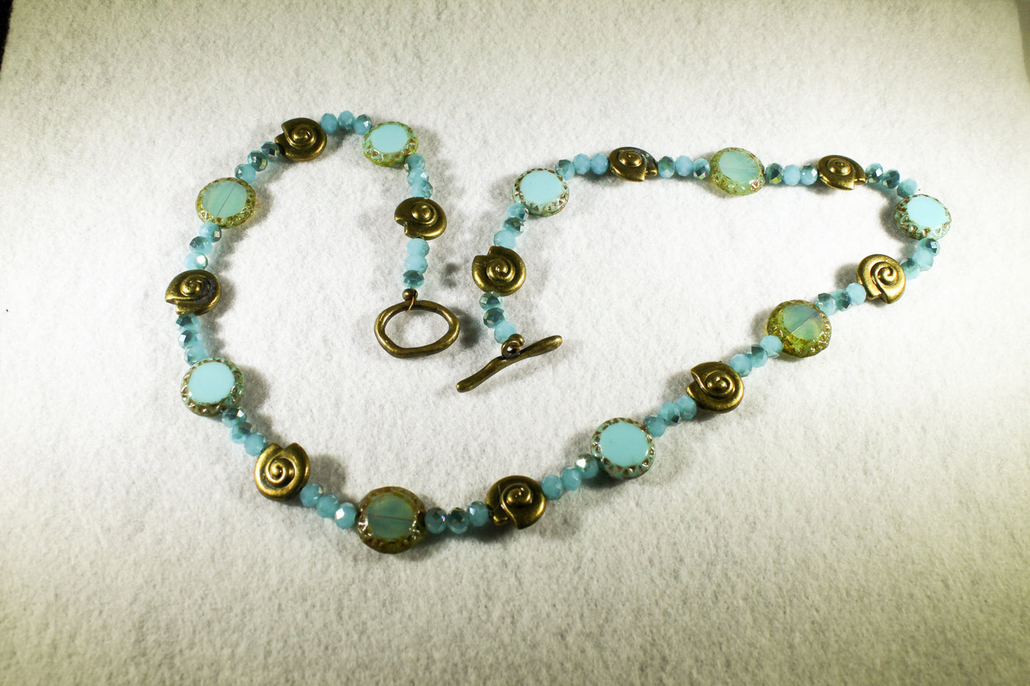 Czech Glass Blue Mayan Sun Bead Necklace