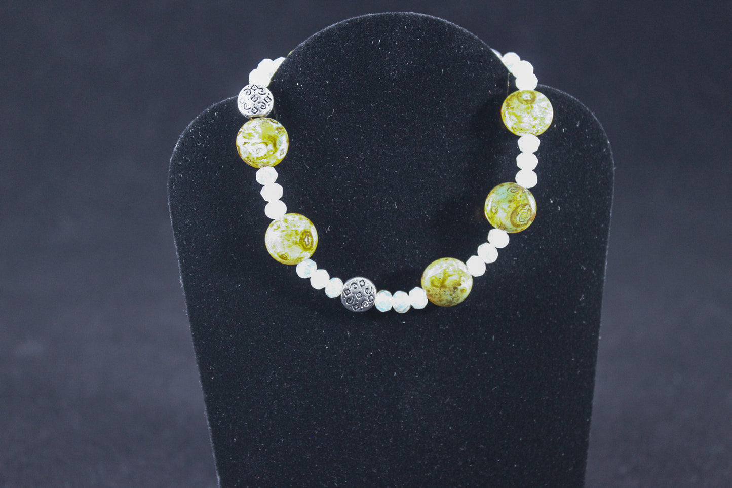 Czech Glass Chartreuse Coin Bead Bracelet