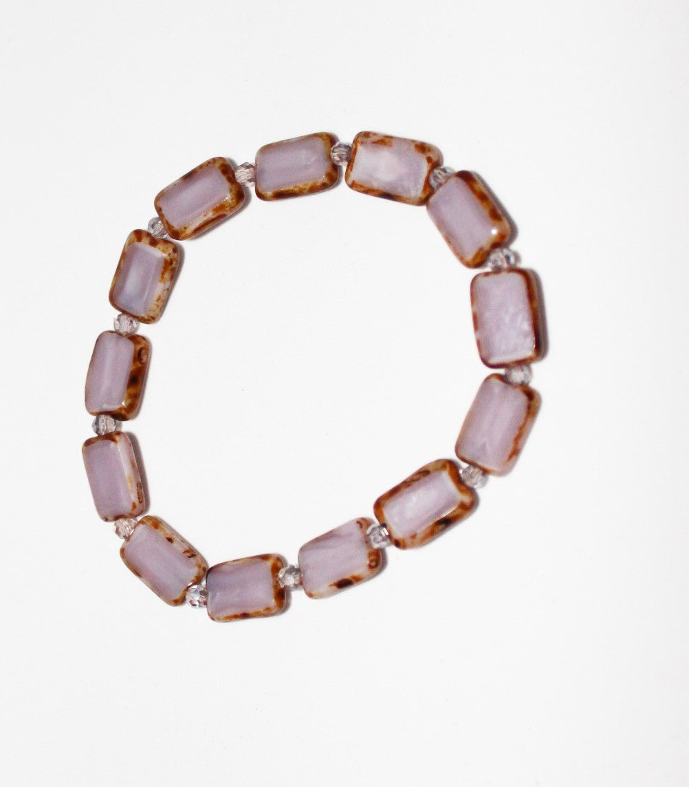 Vintage Czech Glass Purple Tile Bracelet