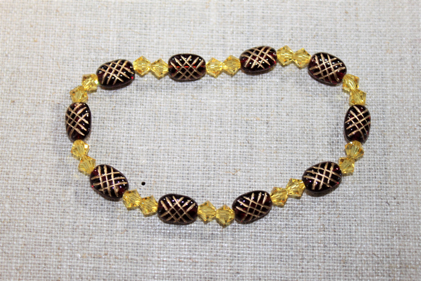 Czech Glass Garnet and Gold Bracelet