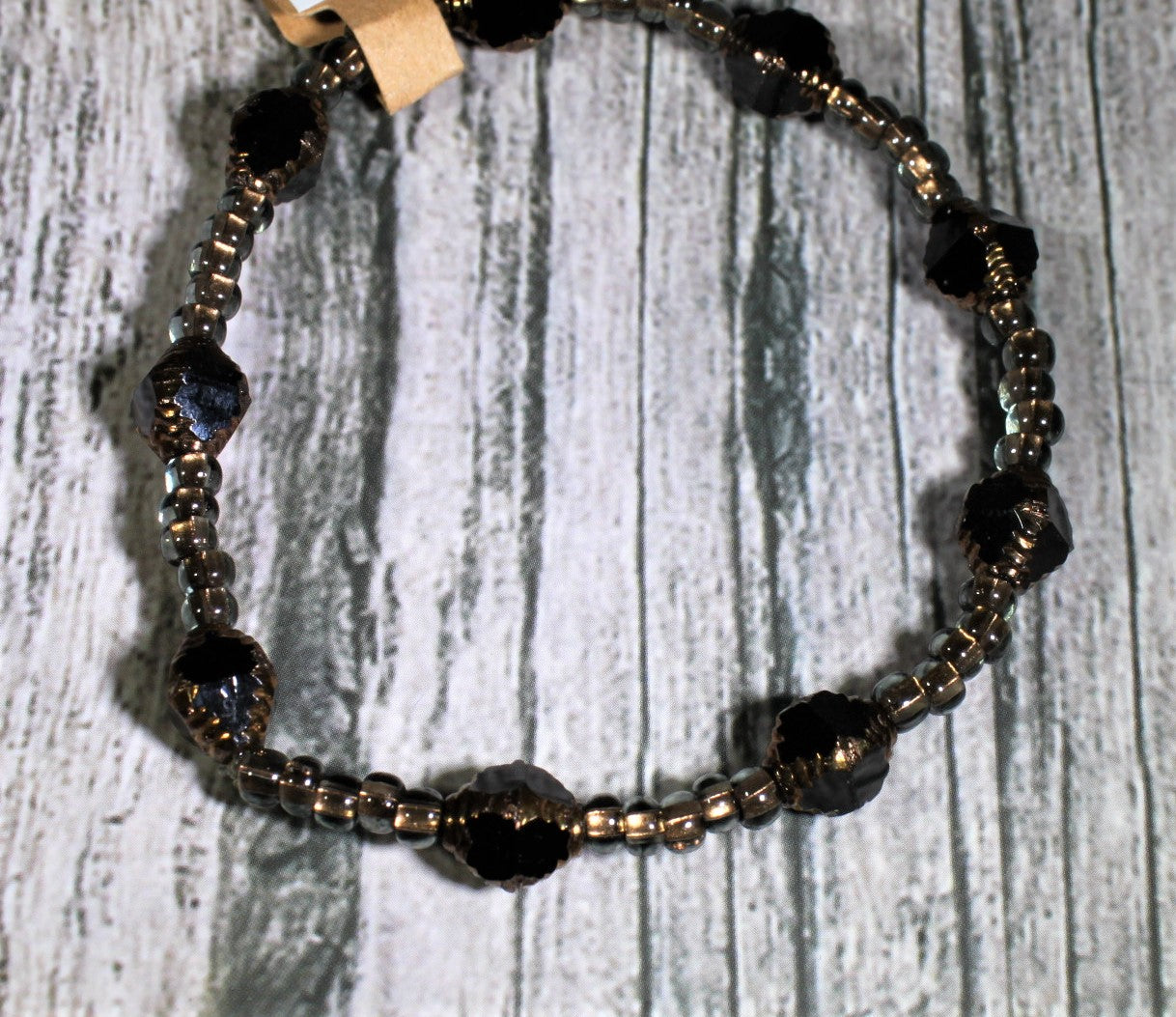 Czech Glass Black Pyramid Beads