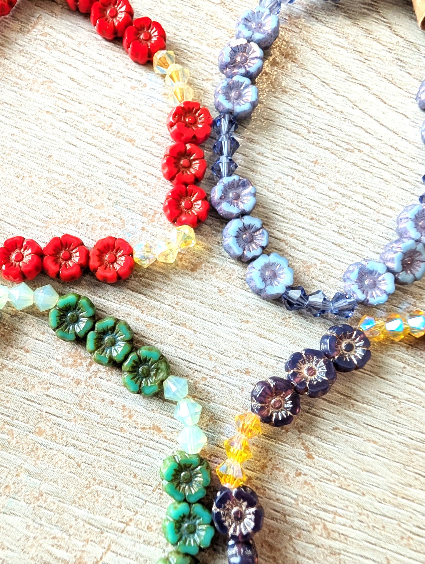 Czech Glass Hibiscus Flower Bracelet