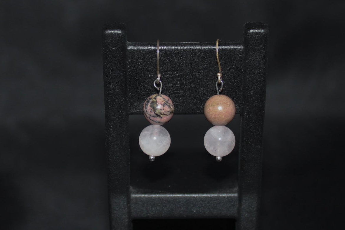 Rose Quartz and Rhodonite Earrings