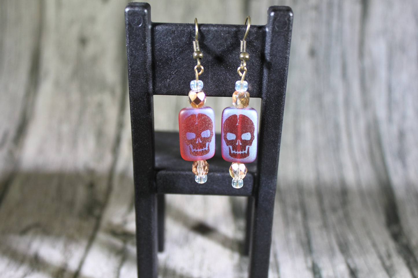Czech Glass Skull Earrings