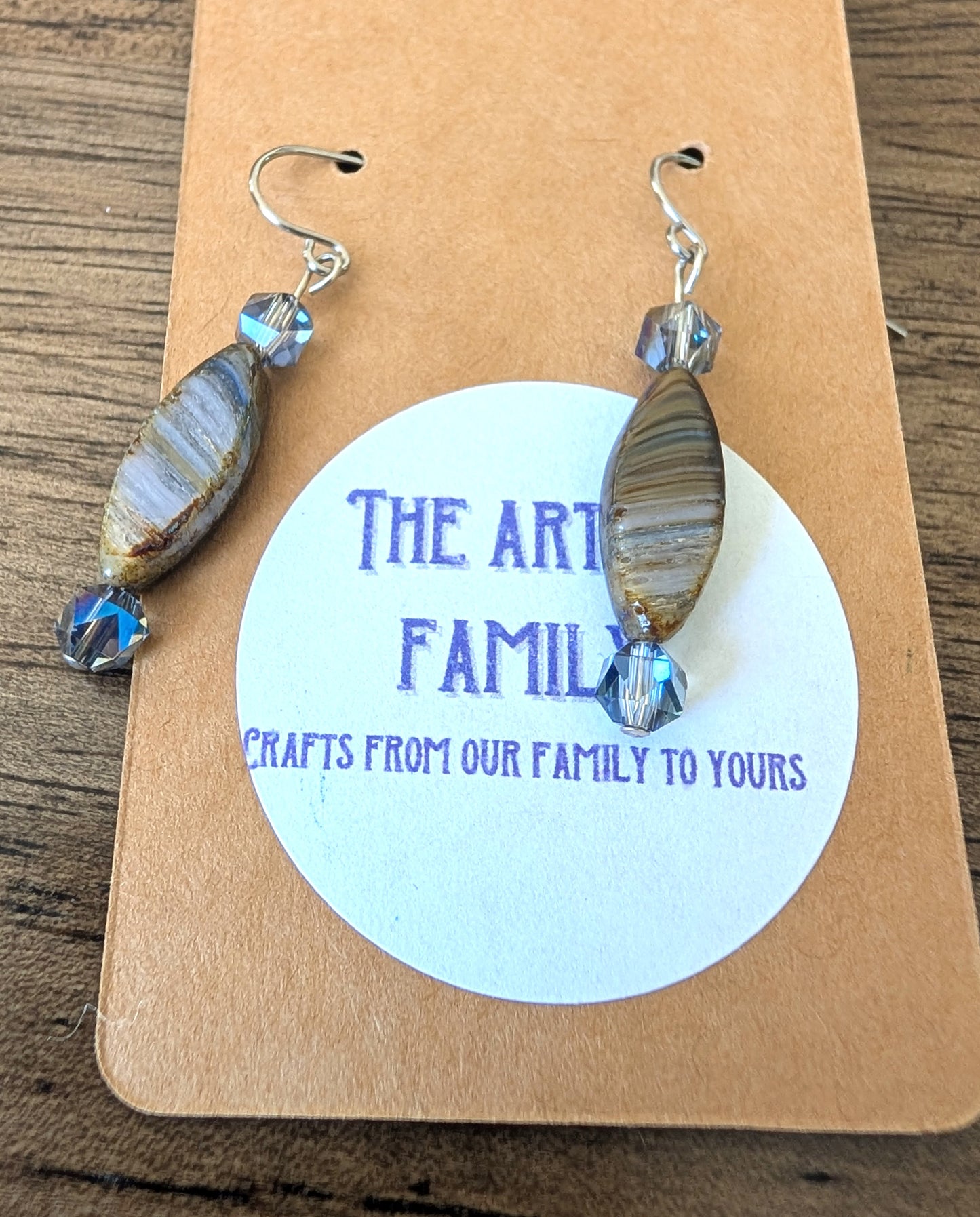 Czech Glass Flat Oval Tiger Eye Bead Earrings