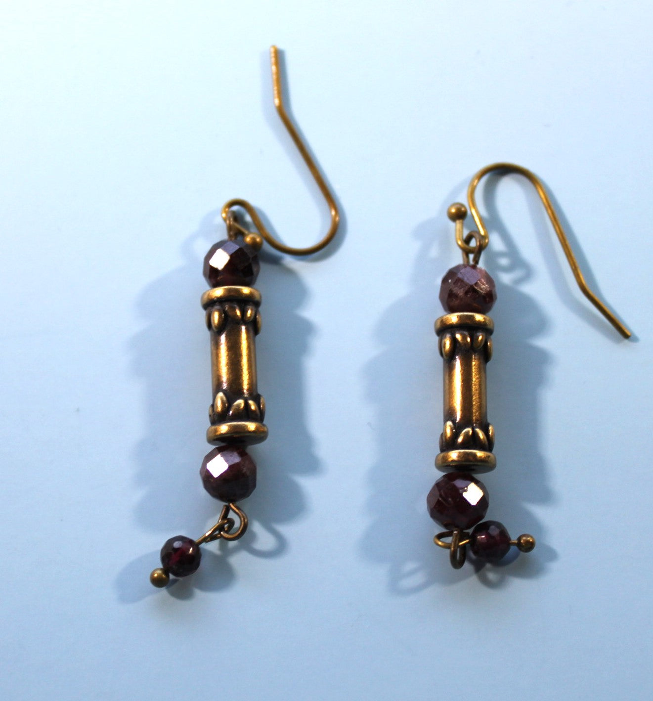 Tribal Bead with Garnet Earrings