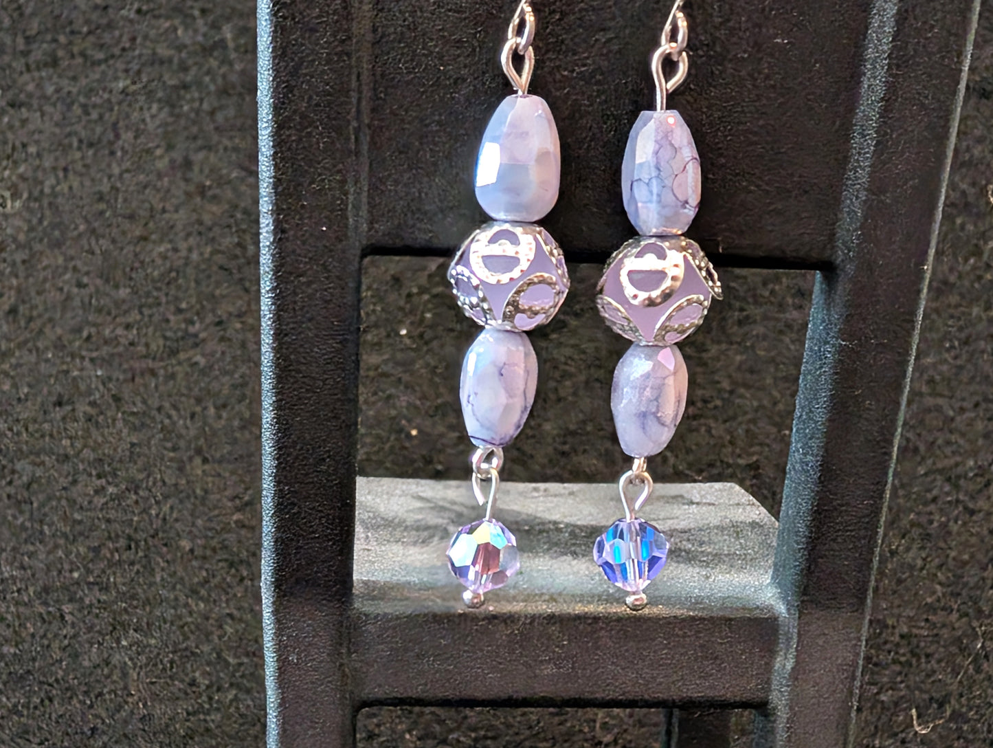 Lavender Glass Bead Earrings