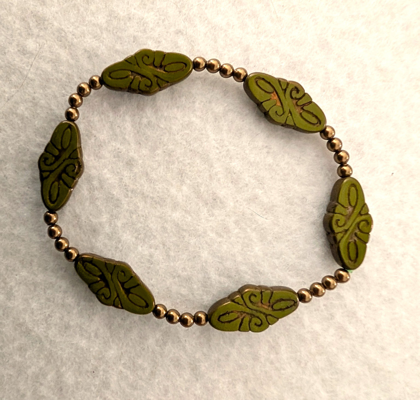 Czech Glass Green Diamond Bracelet