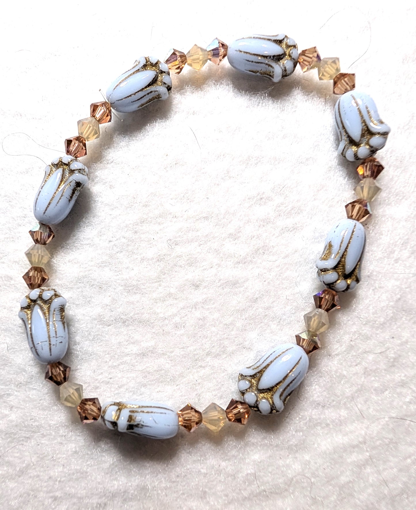 Czech Glass Lily Bead in Blue Ice Bracelet