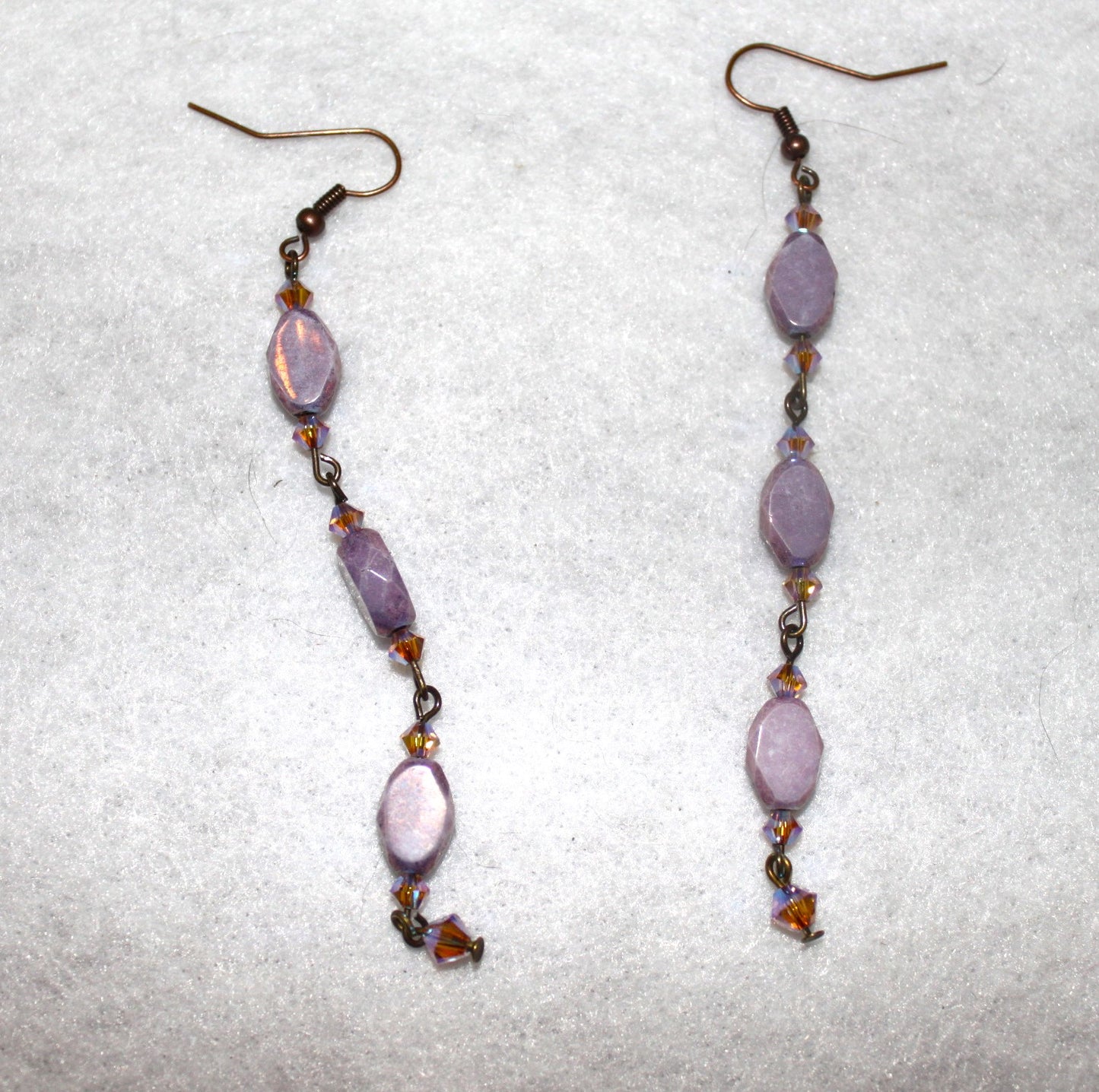 Czech Glass Purple Dangle Earrings