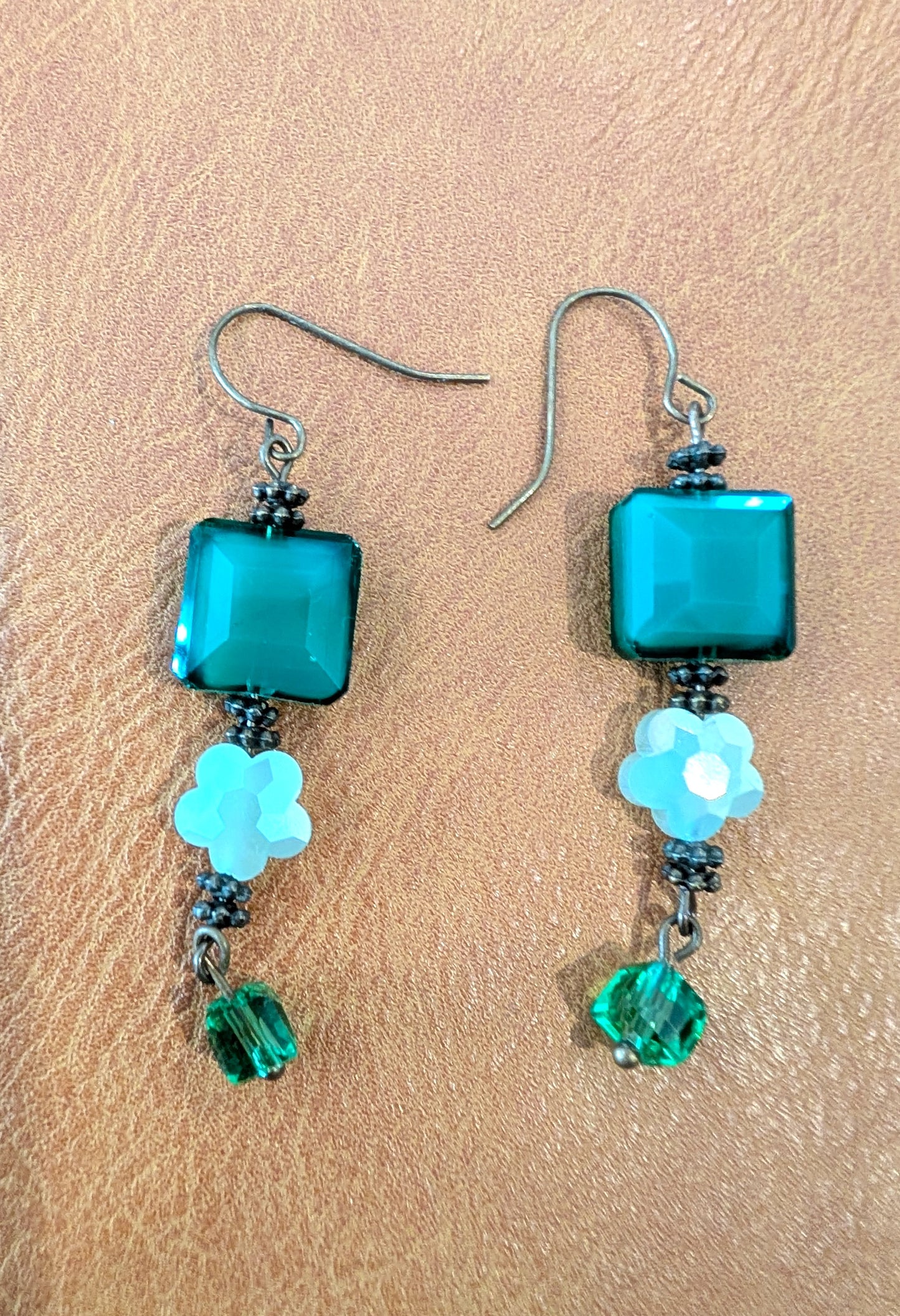 Emerald Green Glass Earrings