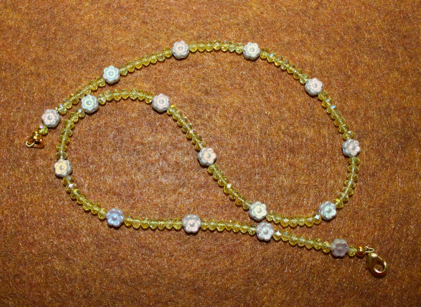 Czech Glass Iridescent Wild Rose Bead Necklace