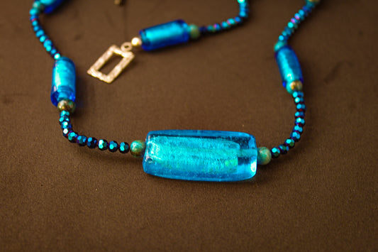 Hematite/Azurite bead Necklace