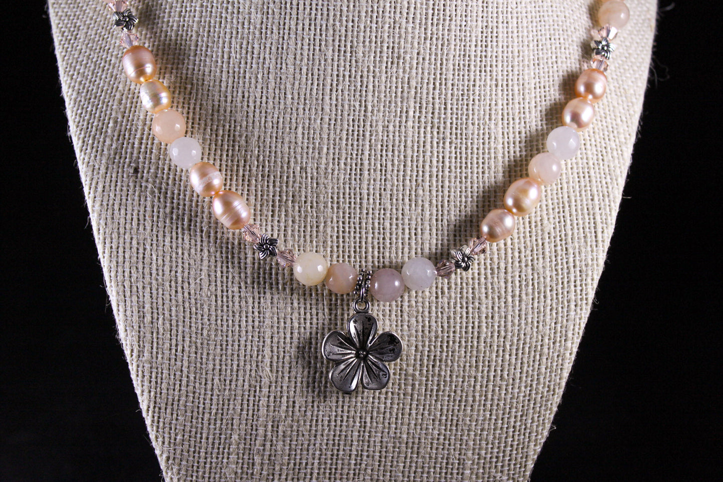 Pink Aventurine and Pearl Necklace