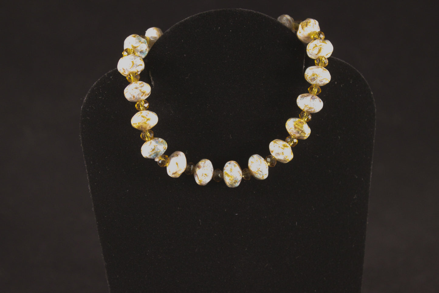 Czech Glass Rondelle Brown/Tan Bead Bracelet
