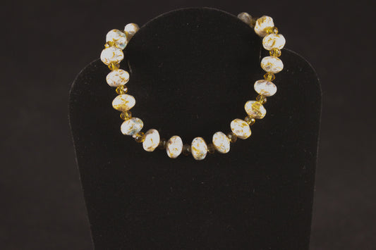 Czech Glass Rondelle Brown/Tan Bead Bracelet