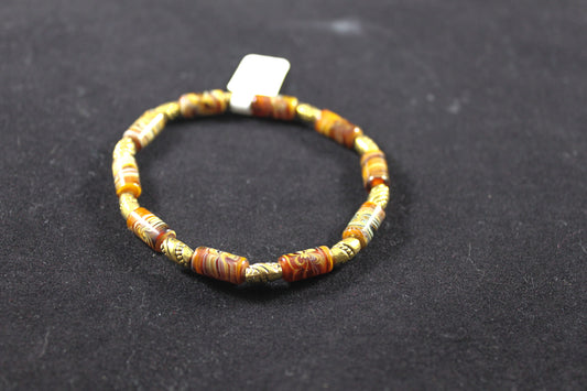 Glass Bead Bracelet Caramel Swirl