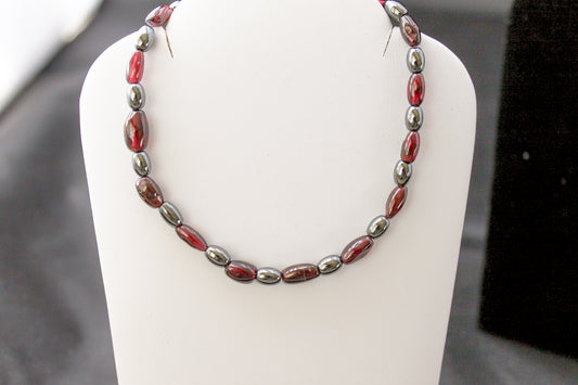 Garnet and Hematite Bracelet