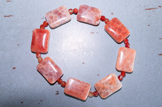 Fire Agate Tile Bracelet