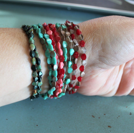 Glass Pinch Bead Wrap Bracelet