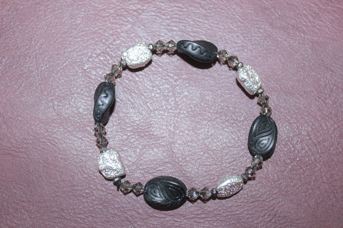 Czech Glass Black Bead Bracelet