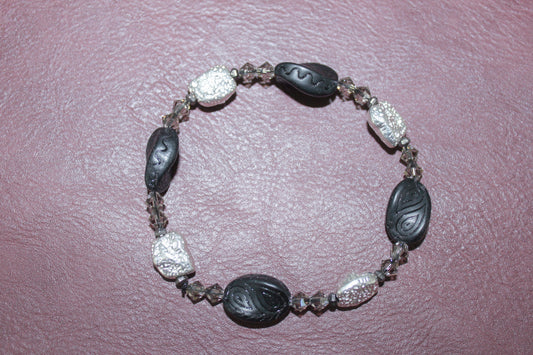 Czech Glass Black Bead Bracelet