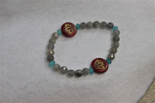 Labradorite and Lotus Bracelet