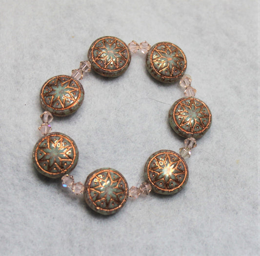 Czech Glass Starburst Bracelet Blue