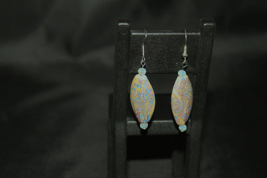 Ceramic Blue Oval Earrings