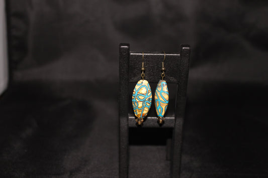 Lamp Work Blue Bead Earrings