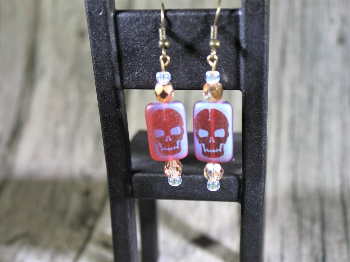 Czech Glass Skull Earrings