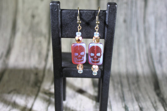 Czech Glass Skull Earrings