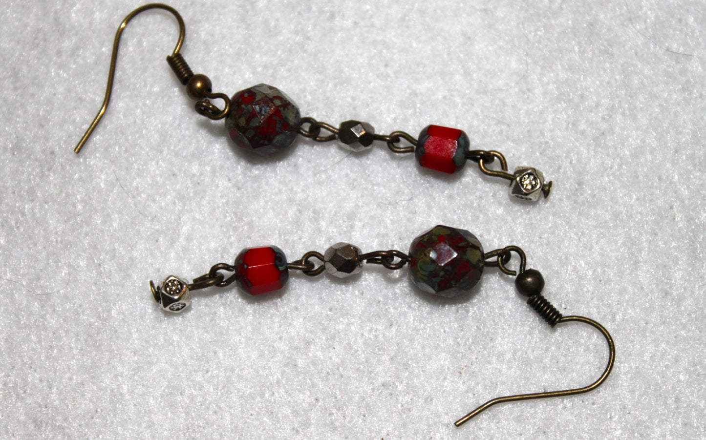 Czech Glass Red Beaded Earring