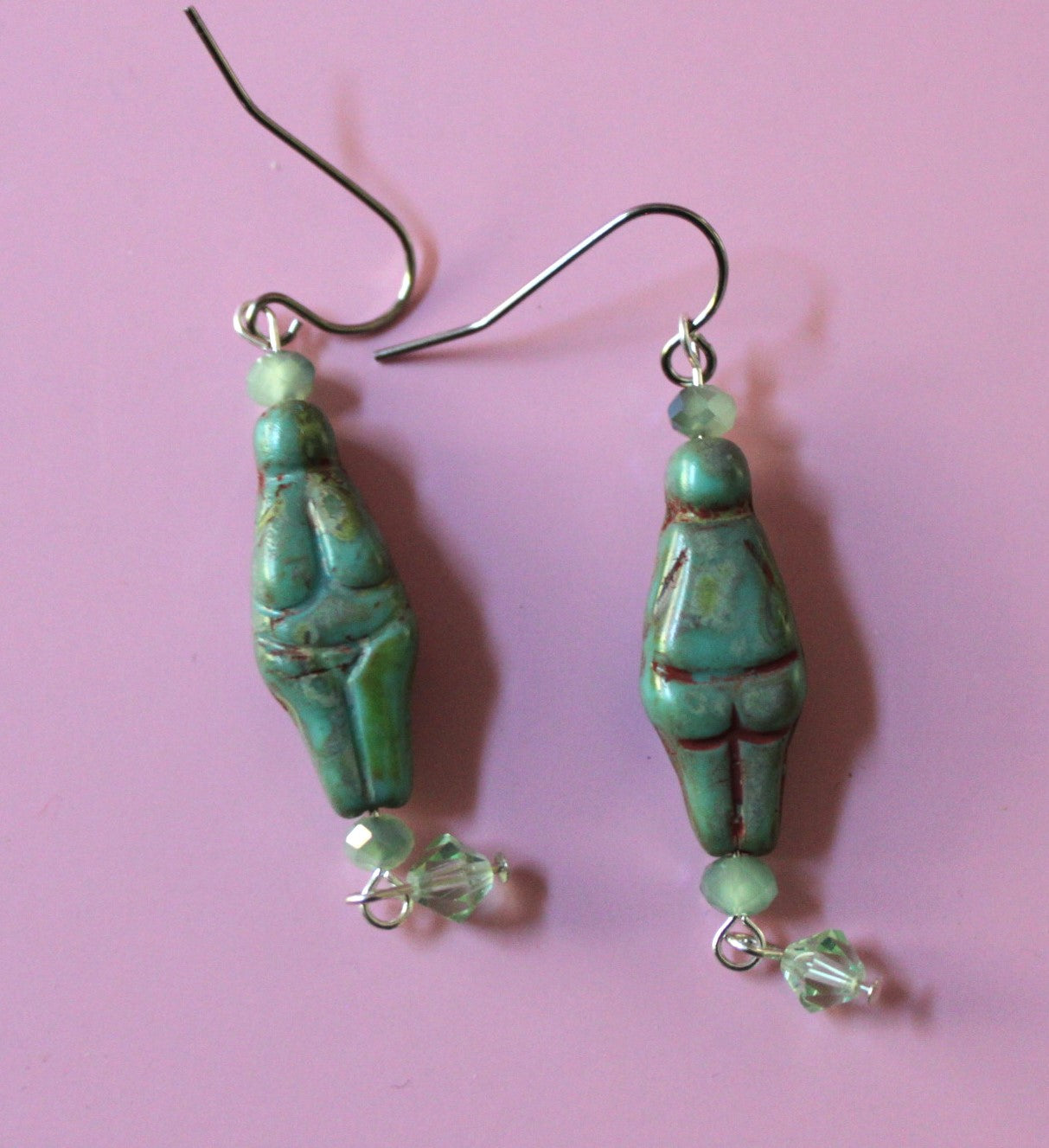 Czech Glass Goddess Bead Earrings