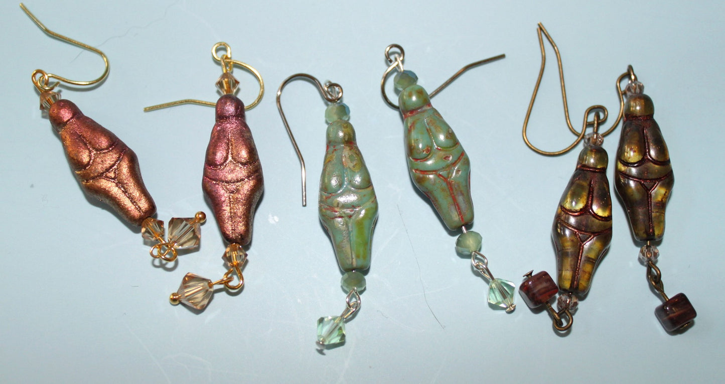 Czech Glass Goddess Bead Earrings