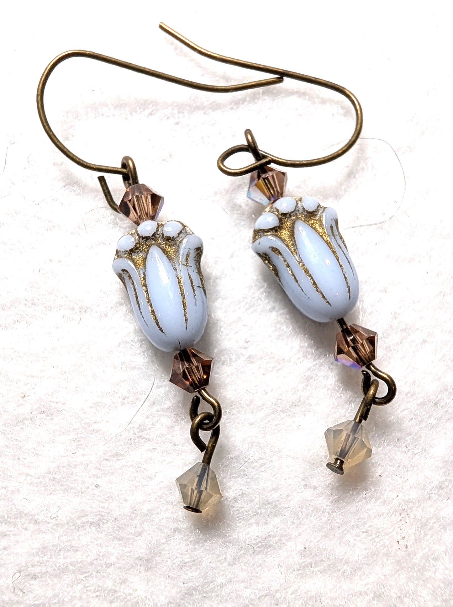 Czech Glass Lily Bead in Blue Ice Earrings