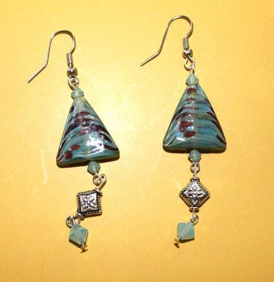 Hand Blown Glass Triangle Earrings