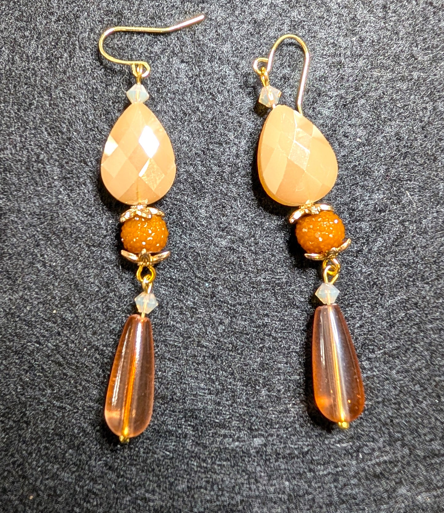 Light Amber Faceted Tear Drop Glass beads