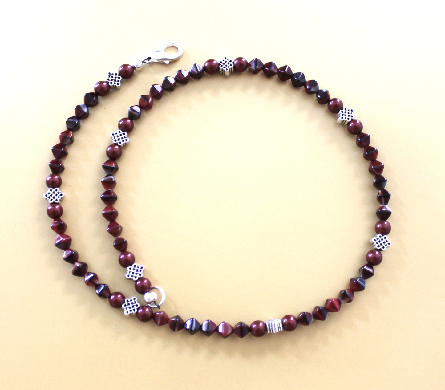 Czech Glass Star Beads and Crystal Pearl Necklace