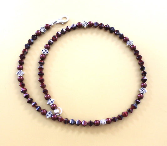 Czech Glass Star Beads and Crystal Pearl Necklace