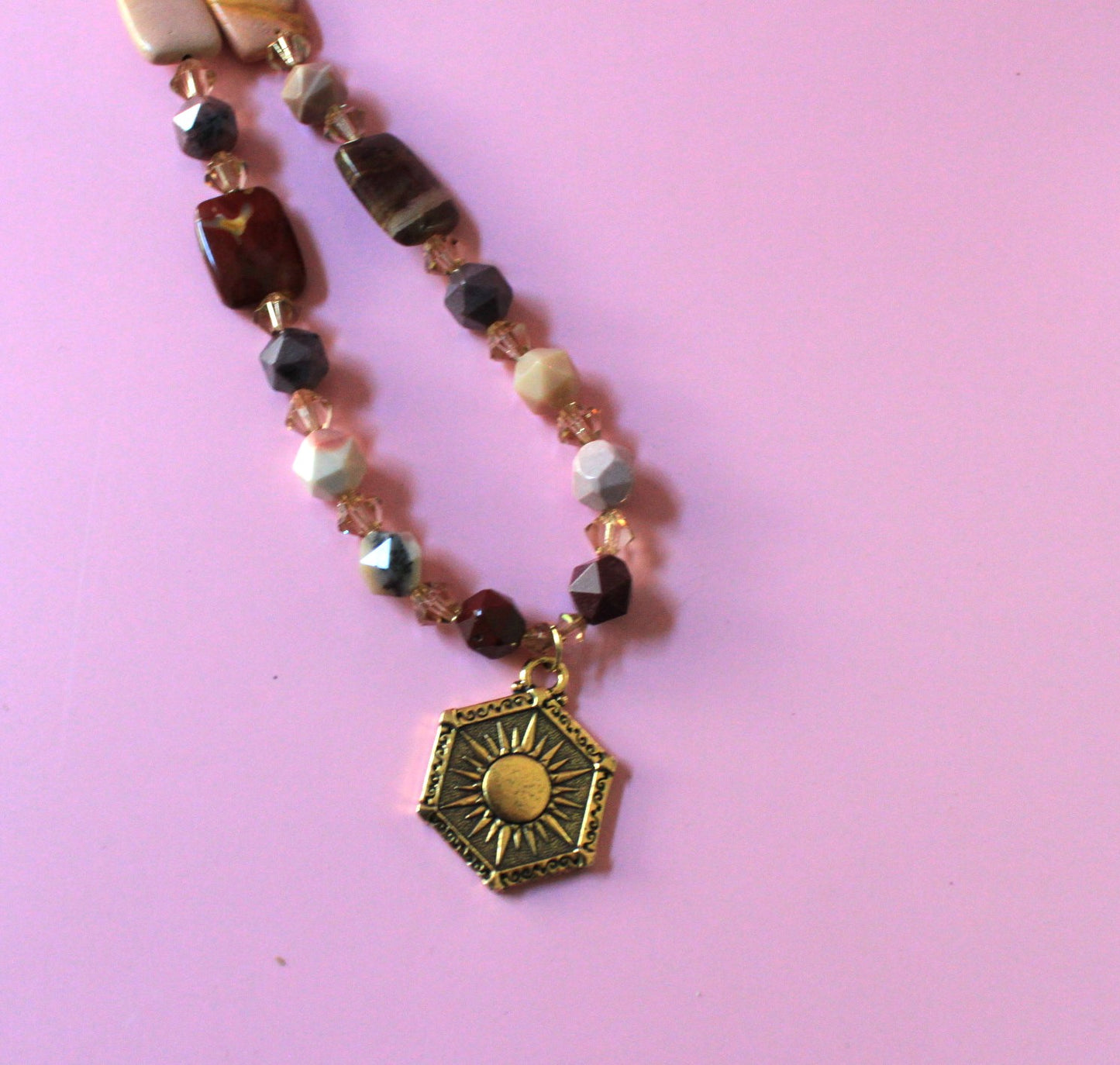 Mookite and Sun/Moon Pendant Necklace