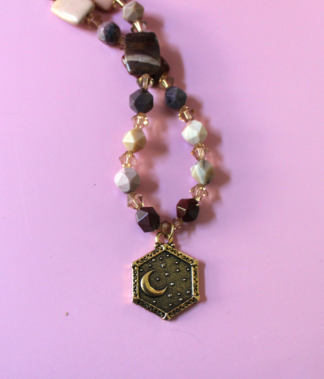 Mookite and Sun/Moon Pendant Necklace