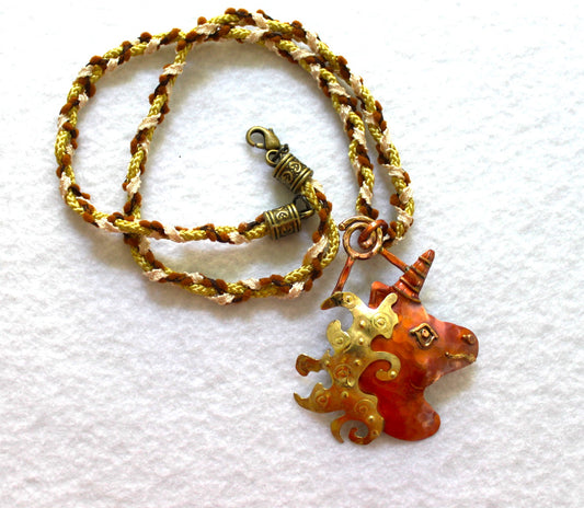 Copper Unicorn Necklace