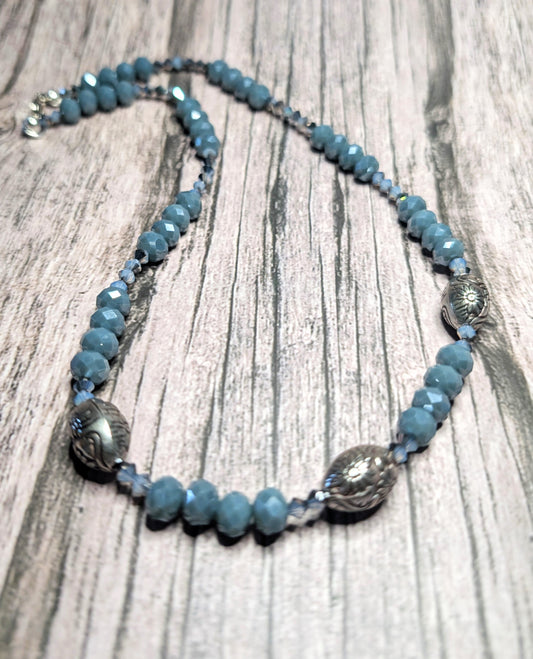 Czech Glass Blue Bead Necklace